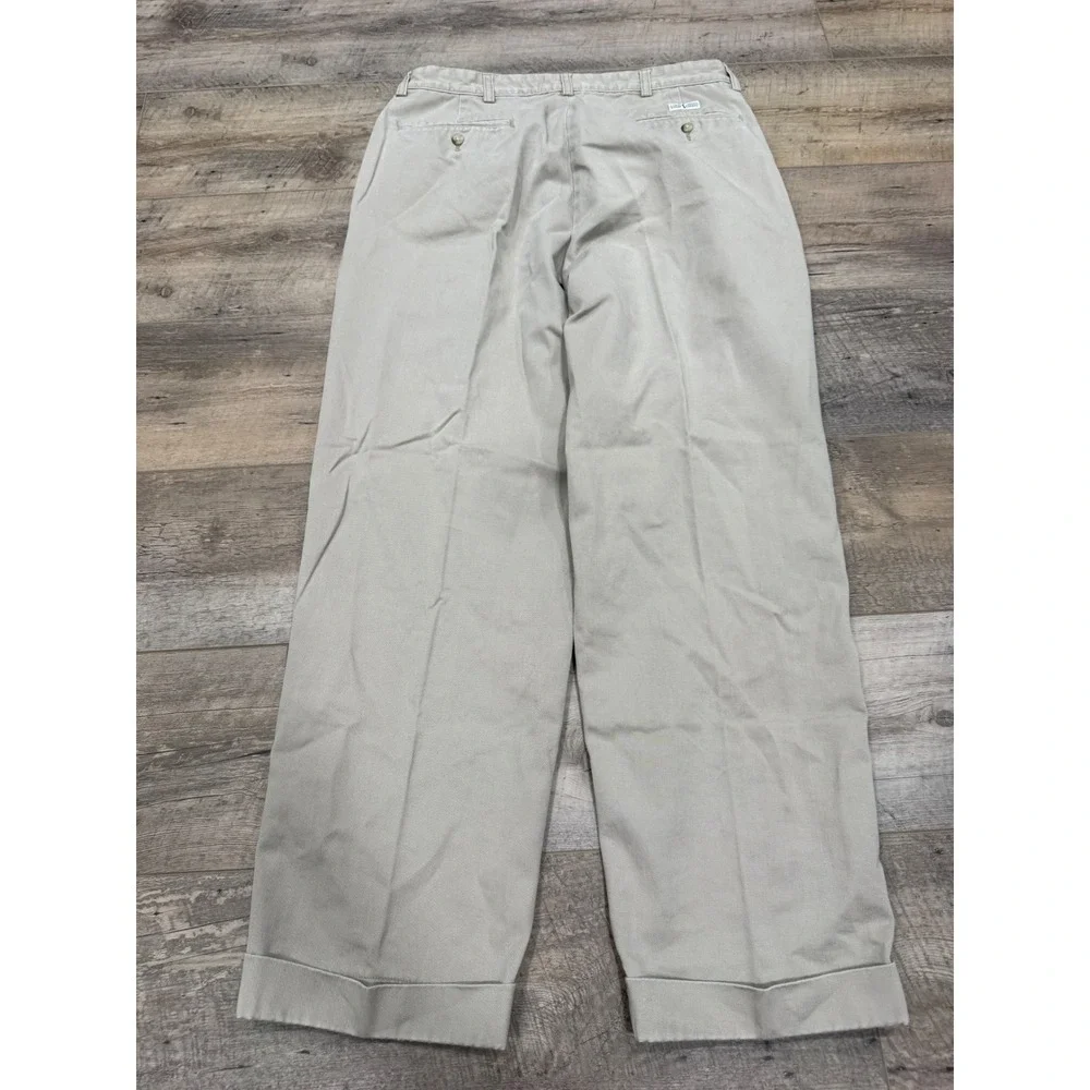 Polo Ralph Lauren Hammond Pant Mens 34/30 Khaki Tan Double Pleated Cuffed Chinos